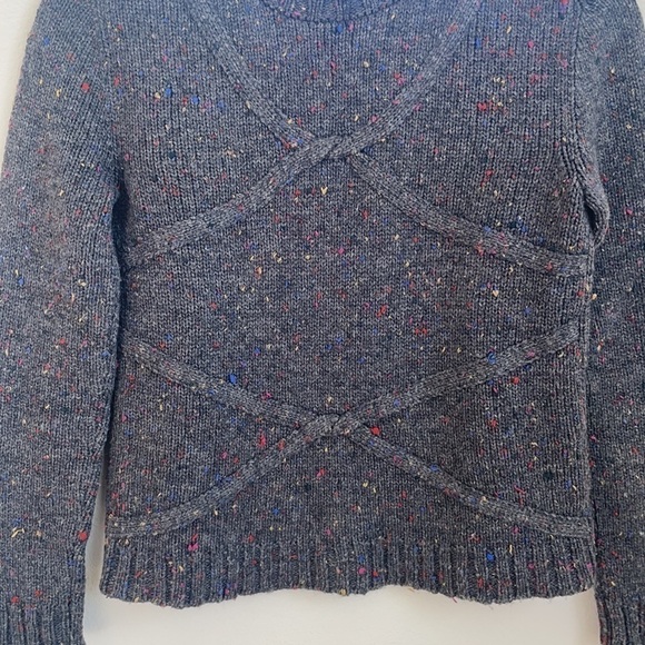 Jenni Kayne Grey Cable Knit Alpaca wool blend speckled crewneck sweater XS - Picture 2 of 5